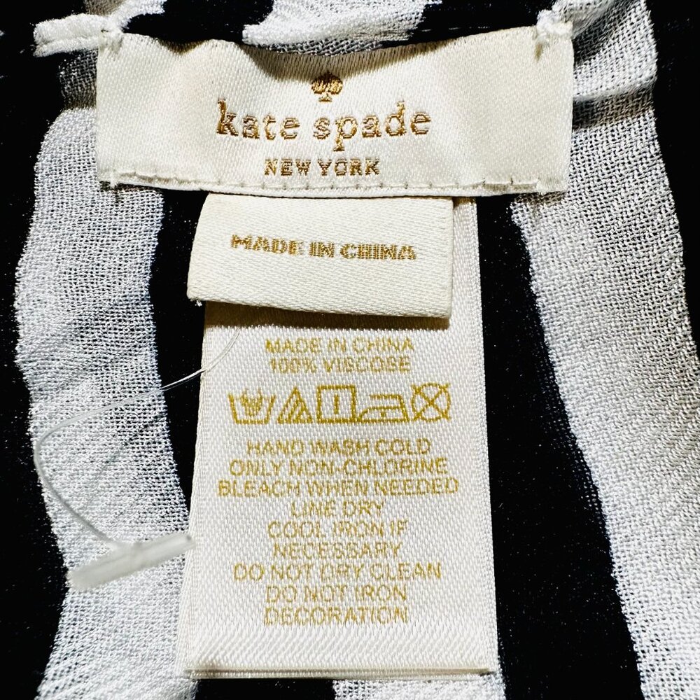NWOT KATE SPADE NEW YORK Women's black and white striped scarf and shawl - Picture 8 of 10